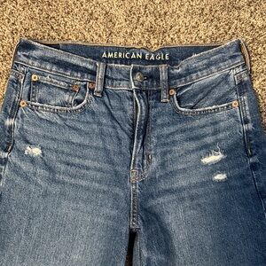 American Eagle Outfitters Super High Rise Baggy Straight Distressed Jeans
